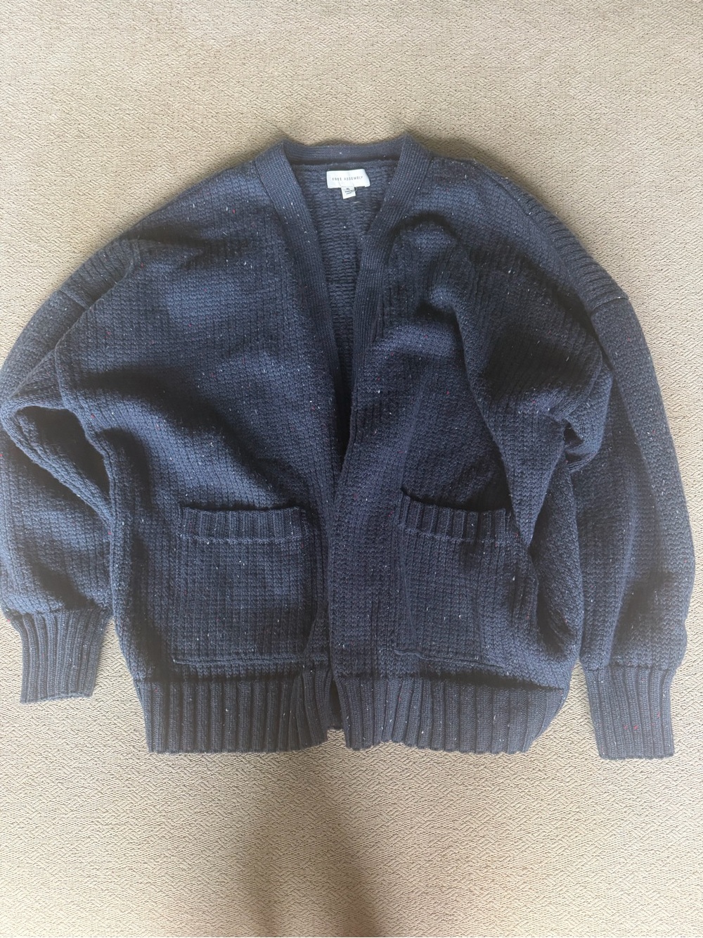Free Assembly Oversized Donegal Fleck Cardigan Sweater Navy XL
